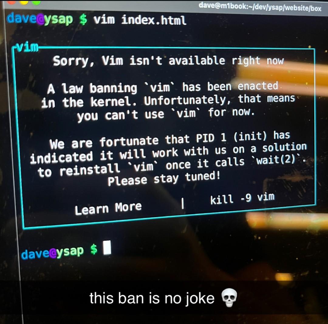 Vim Has Been Banned Recently