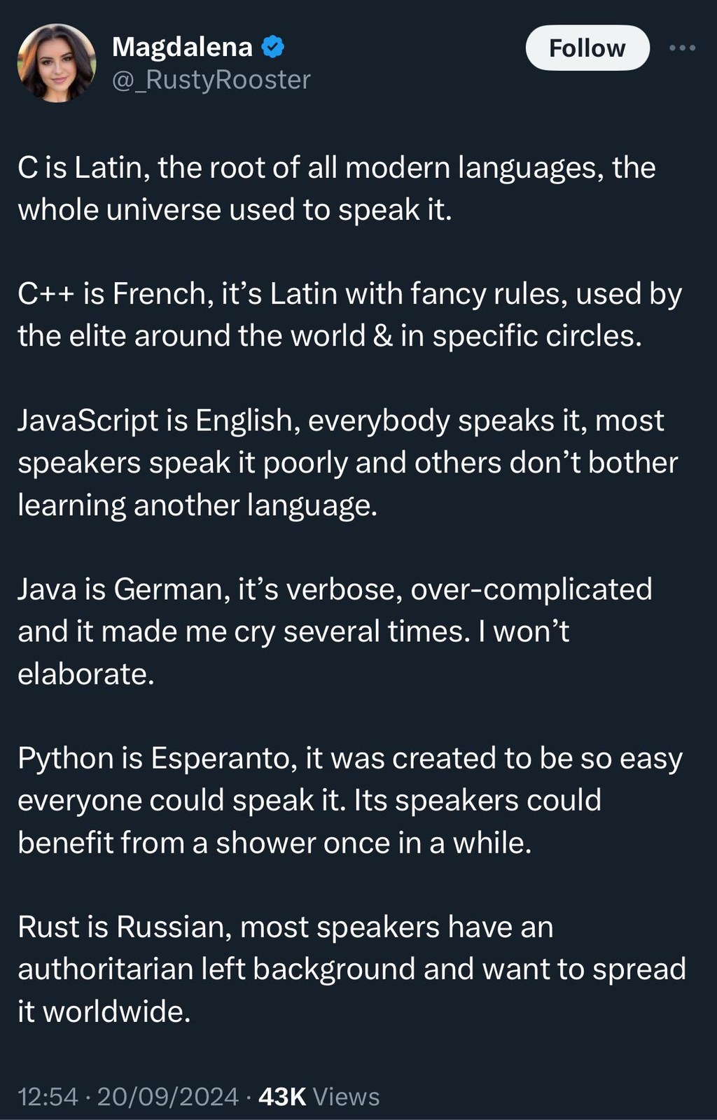 If Programming Languages Were Human Languages