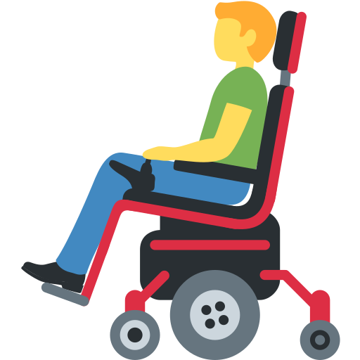 Man in motorized wheelchair