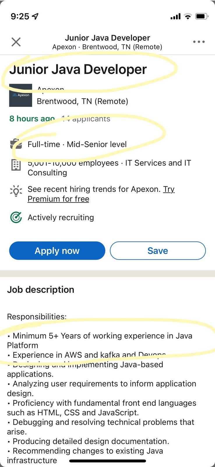 “Junior” = 5+ years of experience, ya peasants
