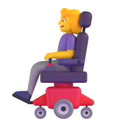Woman in motorized wheelchair