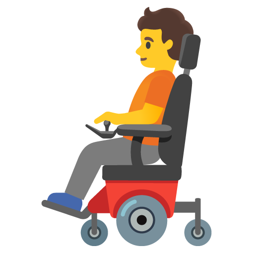 Person in motorized wheelchair