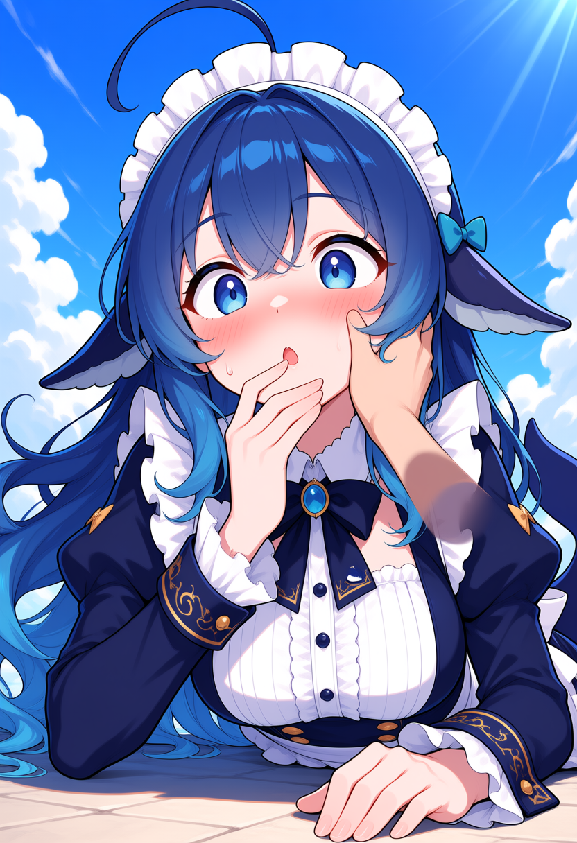 被摸脸的 DeepSeek 娘