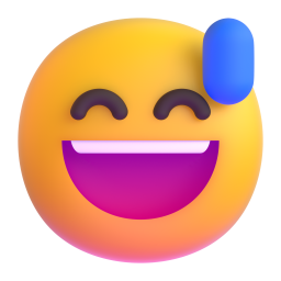 Grinning face with sweat
