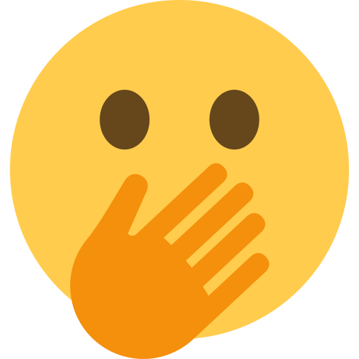 Face with open eyes and hand over mouth