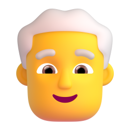 Man: white hair