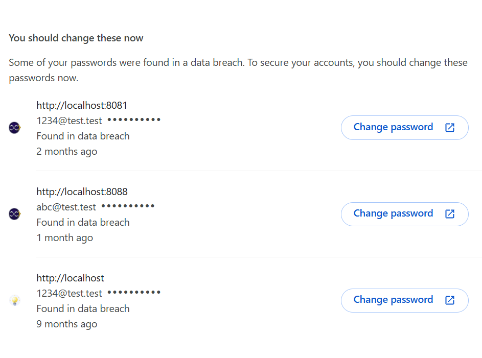 Use Safe Passwords During Development