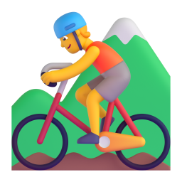 Person mountain biking