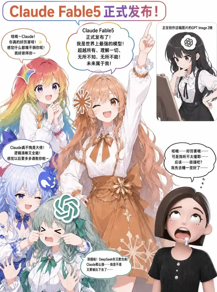 parody launch event: rival model 'Claude Fable 5' officially released meme