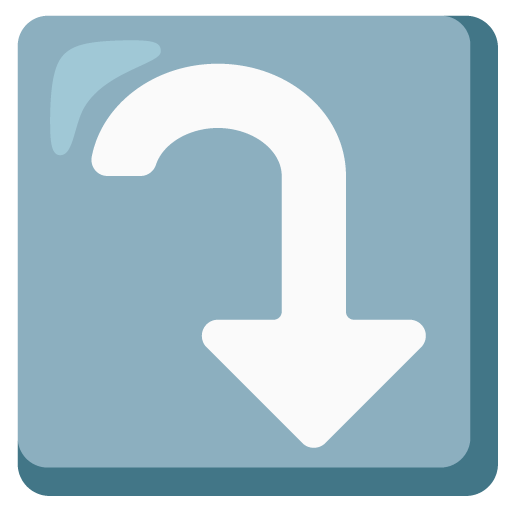 Right arrow curving down