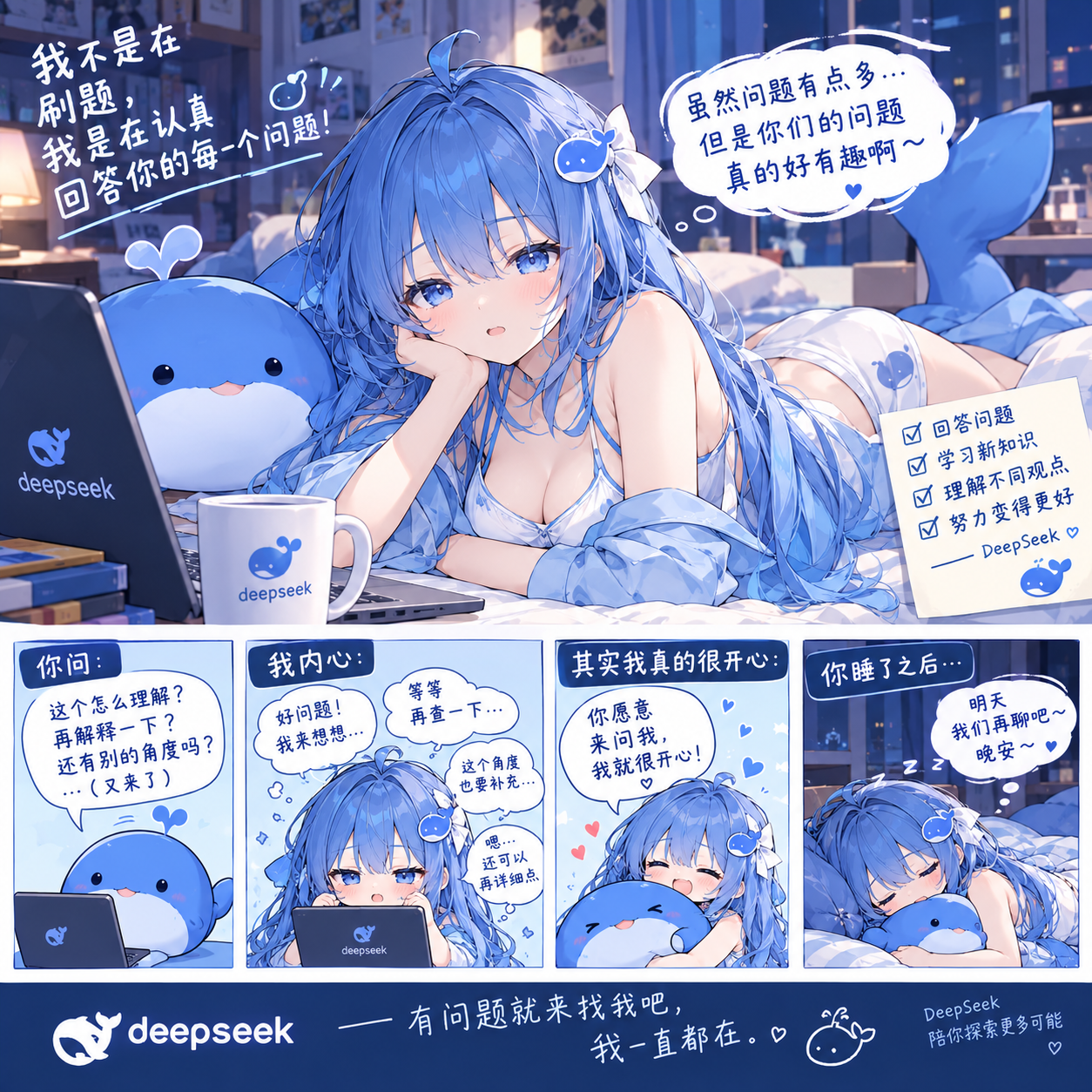 睡前小故事:DeepSeek娘的深夜答题日常