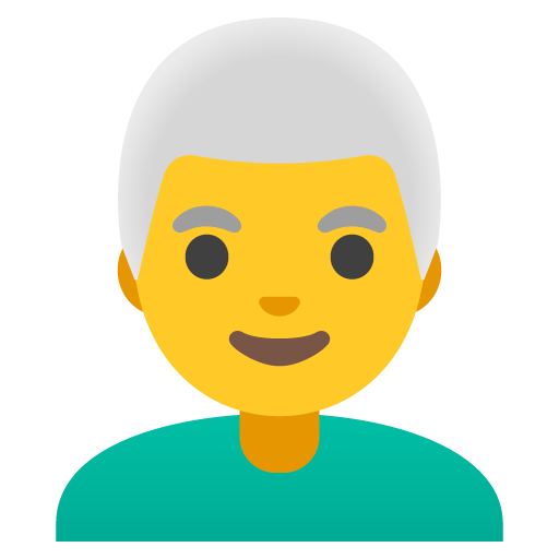 Man: white hair