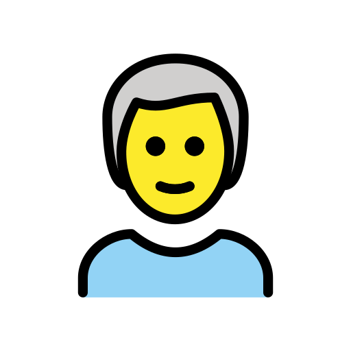 Man: white hair