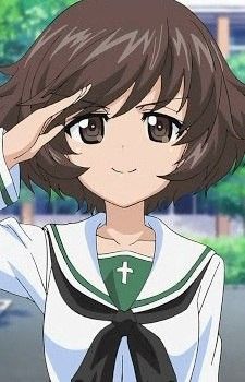 Yukari Akiyama salute "Sir, yes sir!"