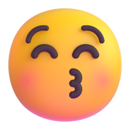 Kissing face with closed eyes