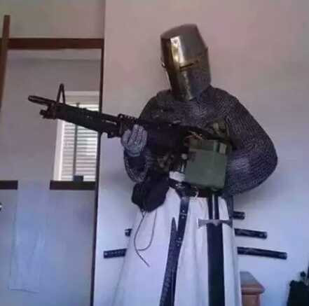 Crusader knight with M60 Machine Gun