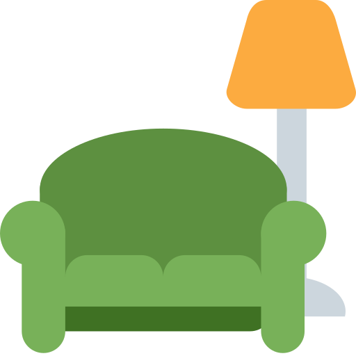 Couch and lamp