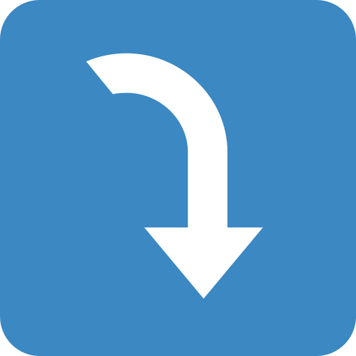 Right arrow curving down