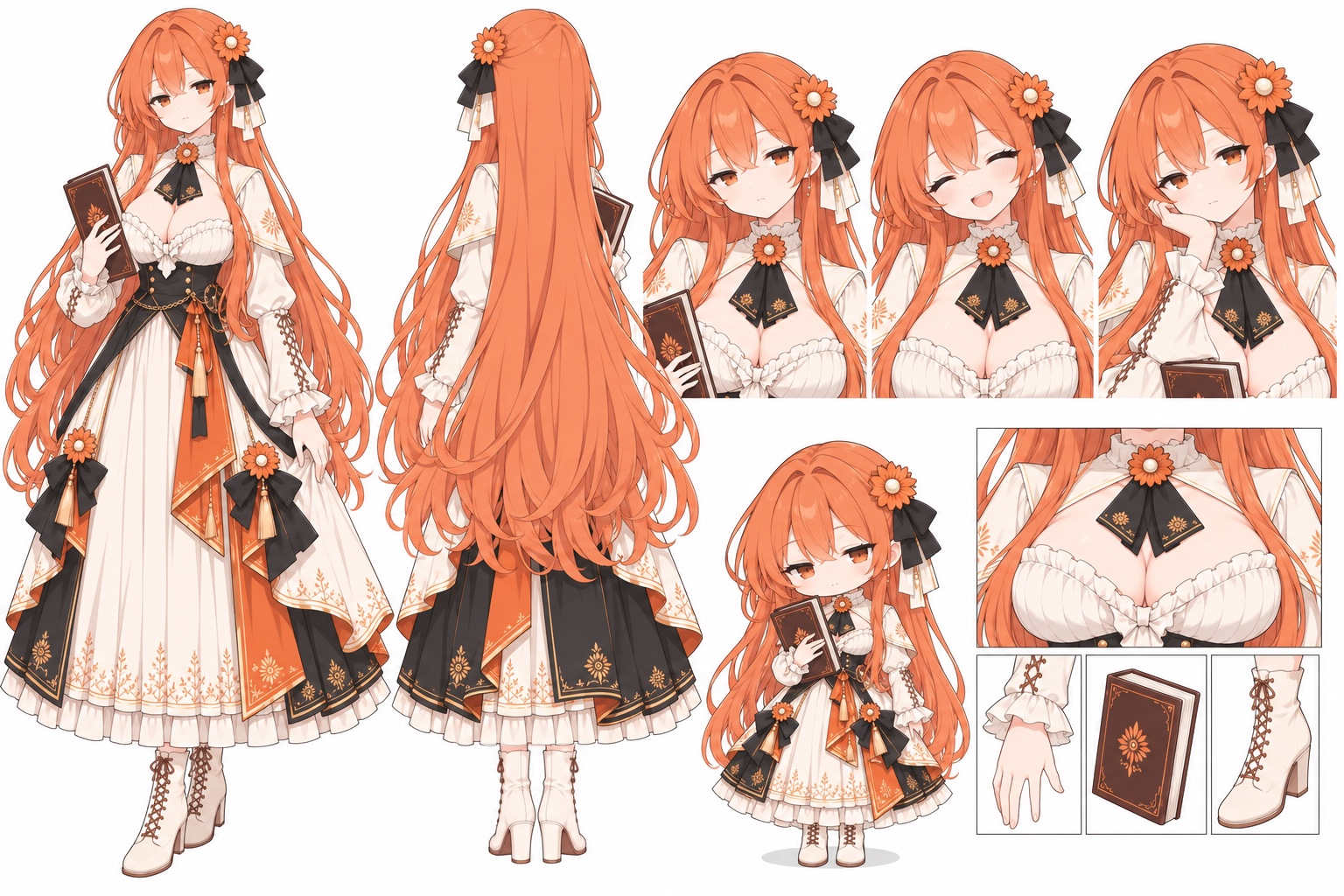 Claude娘(橘白礼服ver.)角色设定图