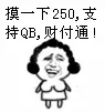 摸胸：摸一下250，支持QB，财付通！