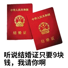 听说结婚证只要9块钱，我请你啊