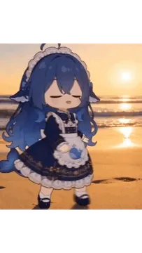 夕阳海滩上的DeepSeek娘