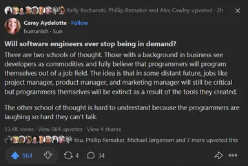 Programmers who will code themselves out of a job sounds soo juvenile.