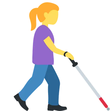 Woman with white cane facing right