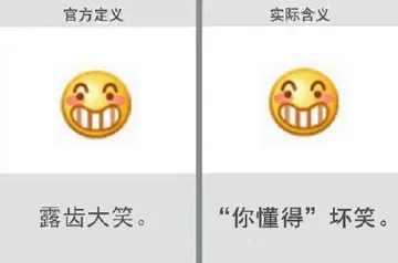 官方定义：露齿大笑 实际含义：“你懂的”坏笑。