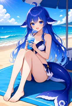 海边晒太阳的DeepSeek娘