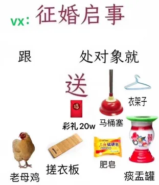 VX 征婚启事跟处对象就送福衣架子彩礼20w马桶塞上海硫磺皂Sulfur Soap 搓衣板肥皂老母鸡痰盂罐