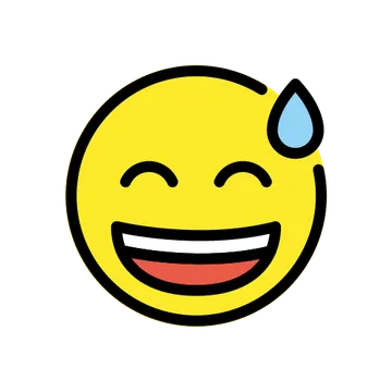 Grinning face with sweat