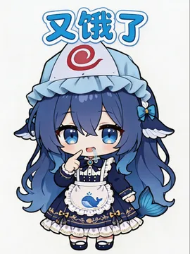 Q版DeepSeek娘戴着印有红色品牌标志的厨师帽