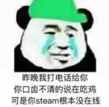 昨晚我打电话给你你.口齿不清的说在吃鸡.可是你 steam根本没在线