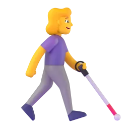 Woman with white cane facing right