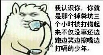 我认识你，你就是那个掉粪坑三个小时被打捞起来不仅没事还没跑边擦嘴打嗝的少年。