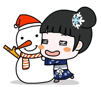 清新软萌的雪宝宝和雪人玩耍表情包