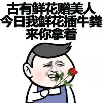 古有鲜花赠美人，今日我鲜花插牛粪，来你拿着