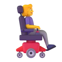 Woman in motorized wheelchair facing right