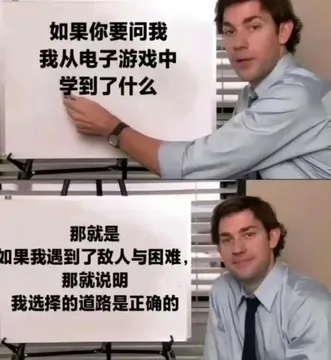 如果你要问我我从电子游戏中学到了什么那就是如果我遇到了敌人与困难那就说明我选择的道路是正确的