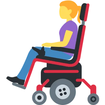 Woman in motorized wheelchair