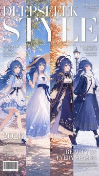 DeepSeek 娘四季时装封面：2026 四季造型特辑
