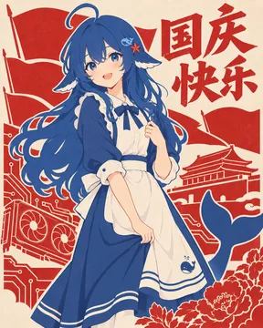 国庆快乐·DeepSeek蓝鲸娘
