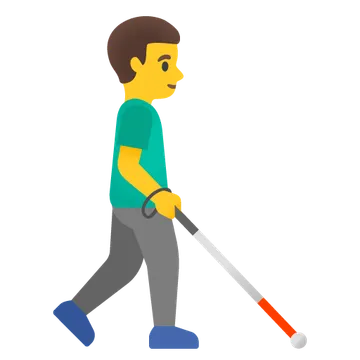 Man with white cane facing right
