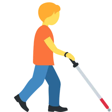 Person with white cane facing right