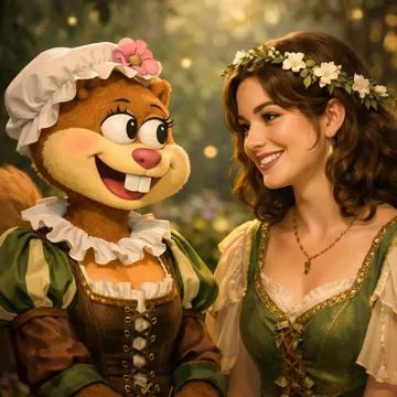 sandy cheeks and hermia from midsummers dream looking at each ot