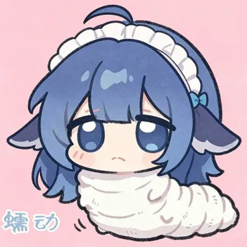 Q版DeepSeek娘裹在白色毛绒卷里只露出脑袋