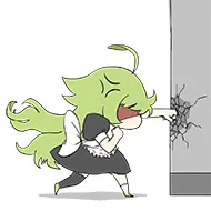 卡通妹子一拳头打碎墙壁