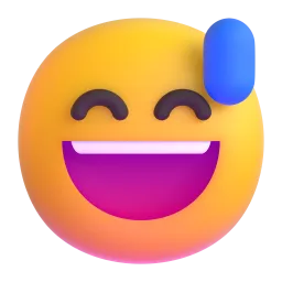 Grinning face with sweat
