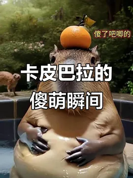 卡皮巴拉:我头上怎么有橘子?傻乎乎的表情太可爱了